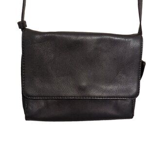 Rachel Rachel Roy Leather Crossbody Purse Front Flap Black Adjustable Vtg -lp